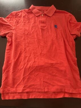 Express Men's Coral Polo with Blue Logo